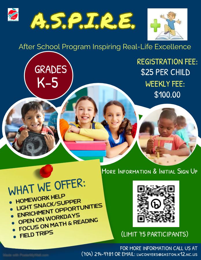 For more information about A.S.P.I.R.E. Plus contact 704.214.9781 or lwconyers@gaston.k12.nc.us. For more information about A.S.P.I.R.E. Plus contact 704.214.9781 or lwconyers@gaston.k12.nc.us.